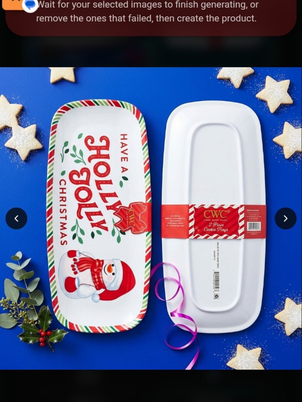 Holly Jolly Christmas Serving Tray - Red